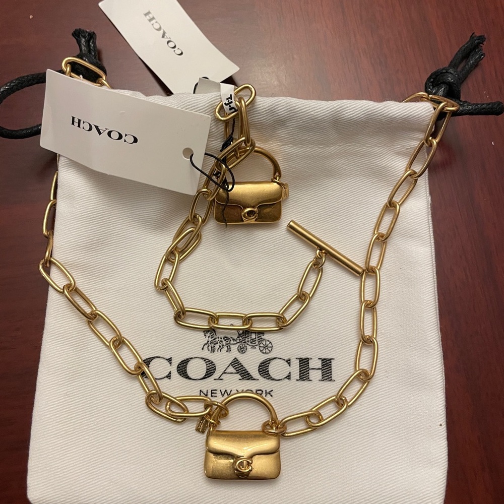 Coach Gold Tone Tabby Jewelry Set